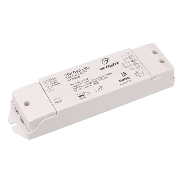 Контроллер Arlight SMART-K2-RGBW 12-24V, 4x5A, 2.4G IP20 Пластик, 5 лет  022668