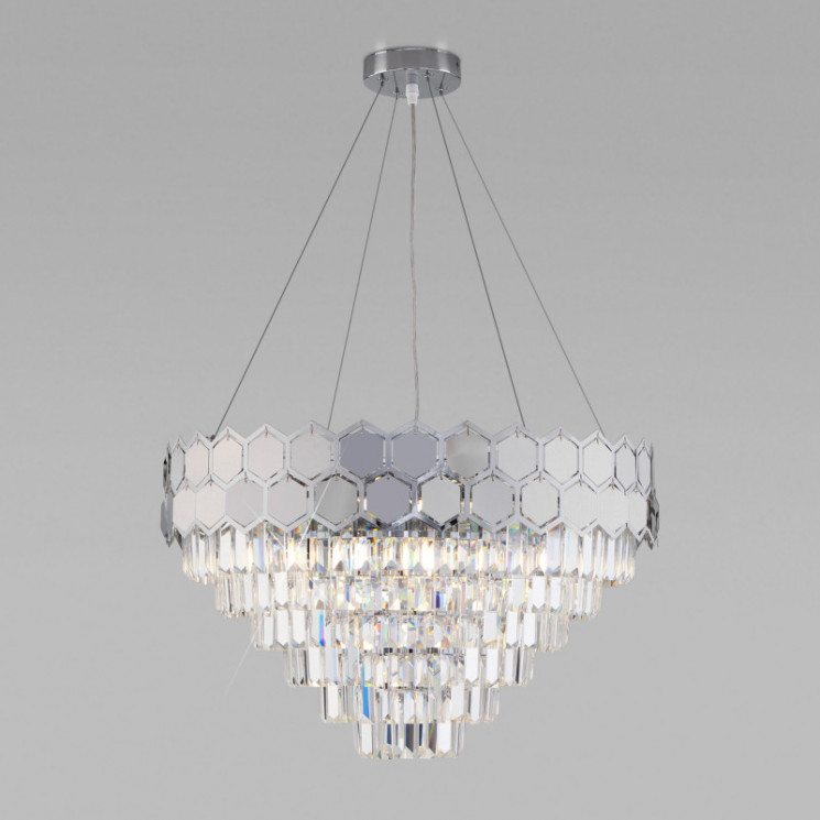Каскадная люстра Eurosvet 10113/8 хром/прозрачный хрусталь Strotskis Ariana