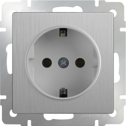 Розетка с заземлением cеребряный рифленый Werkel W1171009 (WL09-SKG-01-IP20)
