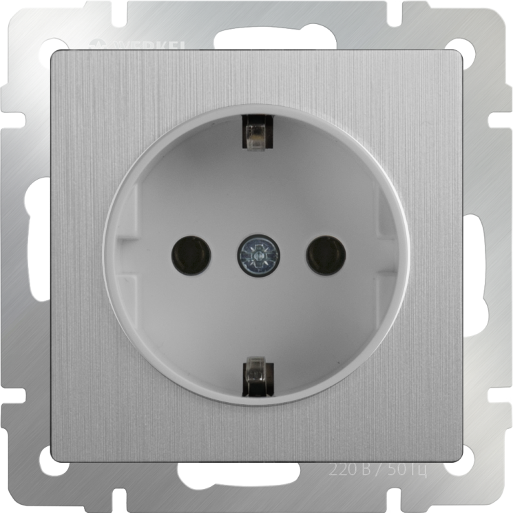 Розетка с заземлением cеребряный рифленый Werkel W1171009 (WL09-SKG-01-IP20)