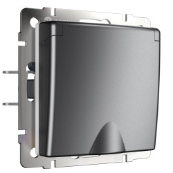 Розетка влагозащ. с зазем. с защит. крышкой и шторками (графит матовый) W1171264 Werkel