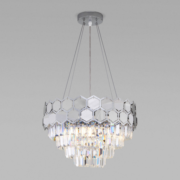 Каскадная люстра Eurosvet 10113/5 хром/прозрачный хрусталь Strotskis Ariana
