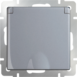 Розетка влагозащ. с зазем. с защит. крышкой и шторками  серебряный Werkel W1171206 (WL06-SKGSC-01-IP44)