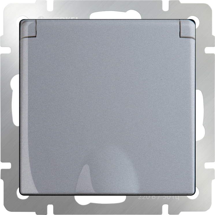 Розетка влагозащ. с зазем. с защит. крышкой и шторками  серебряный Werkel W1171206 (WL06-SKGSC-01-IP44)