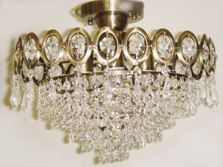 Люстра потолочная хрустальная Sneha 0548/4 35х25 см 4хЕ27 Бронза/прозрачный хрусталь