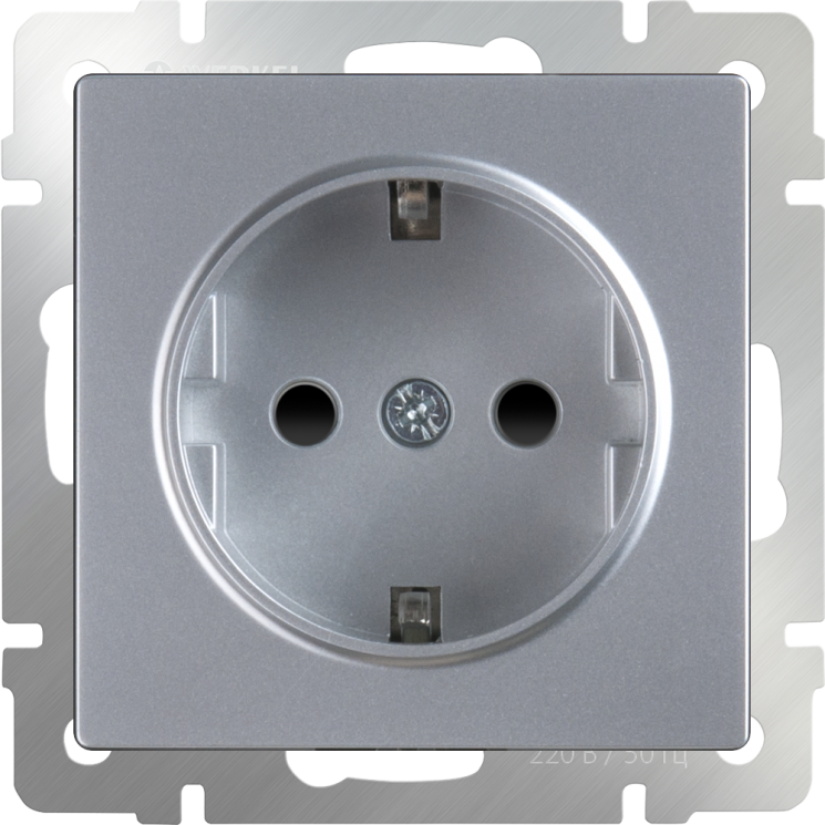 Розетка с заземлением и шторками  серебряный Werkel W1171106 (WL06-SKGS-01-IP44)