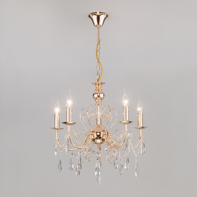 Подвесной светильник  Eurosvet Wispa 10094/5 золото/прозрачный хрусталь Strotskis