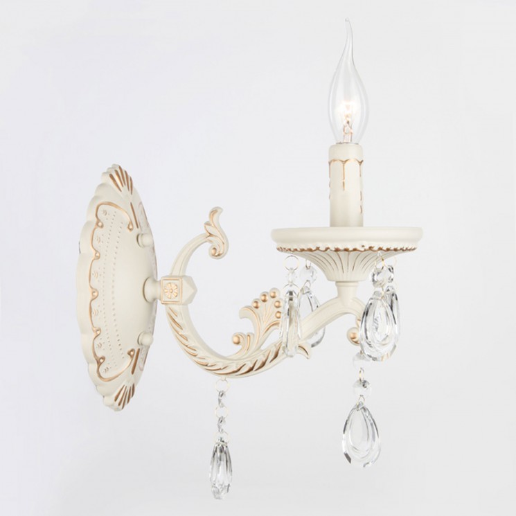 Светильник настенный Eurosvet Lia 3585/1 белый/прозрачный хрусталь Strotskis