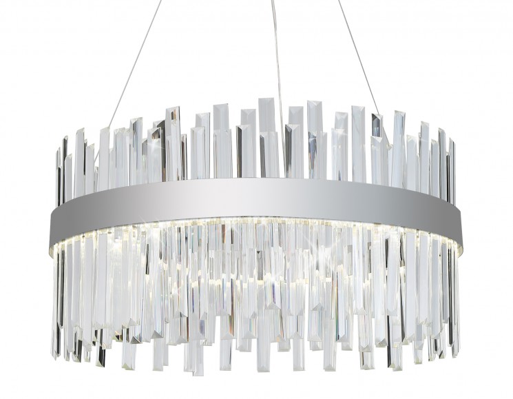 Подвесная светодиодная люстра Ambrella light TR5009 CH/CL хром/прозрачный 70W 3000K/4200K/6400K D600*1010