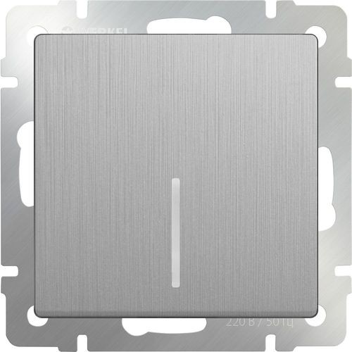 Выключатель одноклавишный проходной с подсветкой Werkel W1112109 (WL09-SW-1G-2W-LED серебряный рифленый)