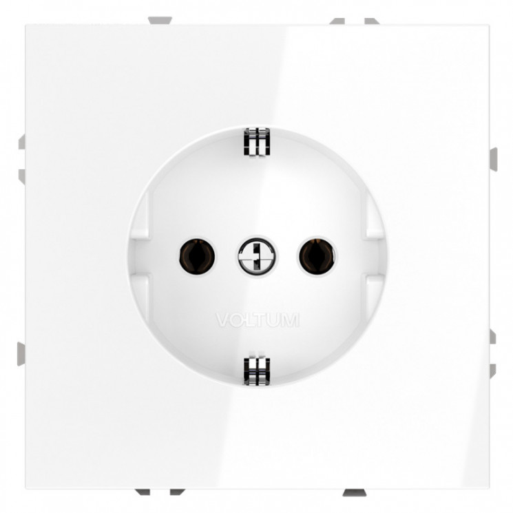 Розетка встраиваемая S70 с заземлением 16А VOLTUM VLS040101 белый глянец