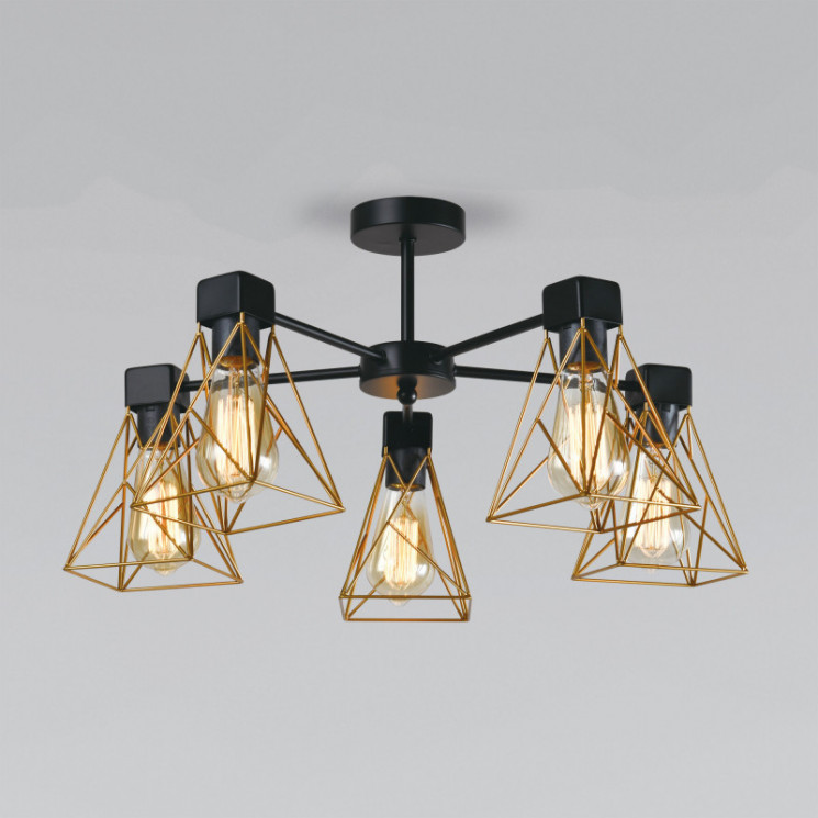 Потолочная люстра в стиле лофт Eurosvet 70107/5 черный/латунь Trappola