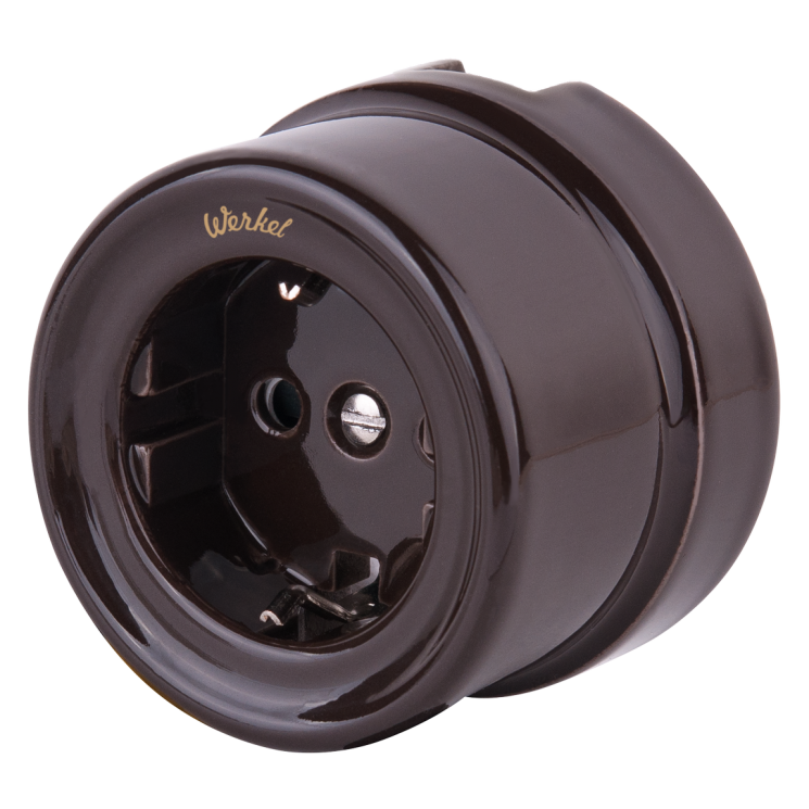 Розетка с заземлением коричневый Ретро Werkel WL18-03-01 (WL18-03-01)