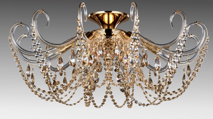 Светильник потолочный Crystal Lux IMPERIA PL6 GOLD/AMBER