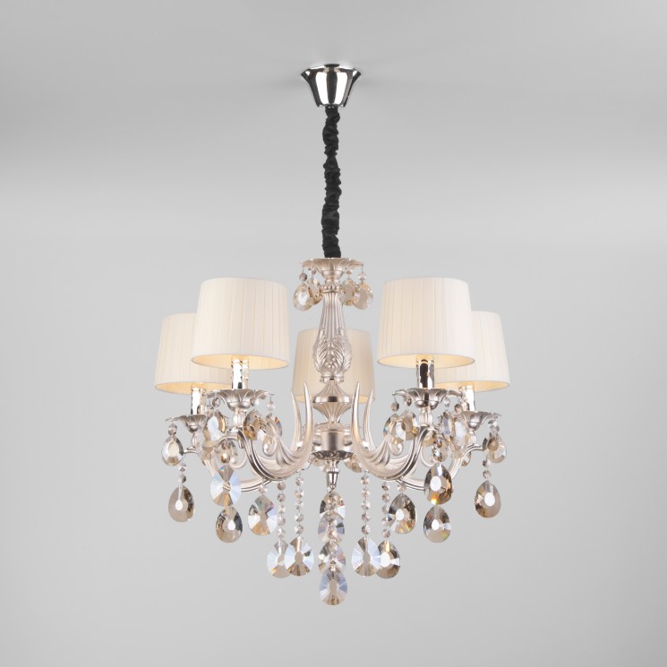 Подвесной светильник  Eurosvet Argenta 10098/5 серебро/тонированный хрусталь Strotskis