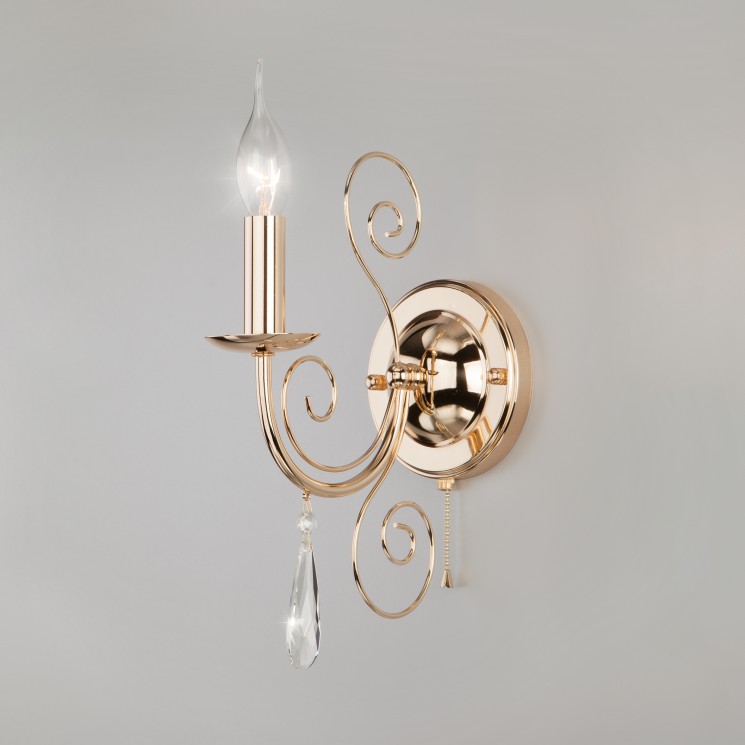 Светильник настенный Eurosvet Wispa 10094/1 золото/прозрачный хрусталь Strotskis