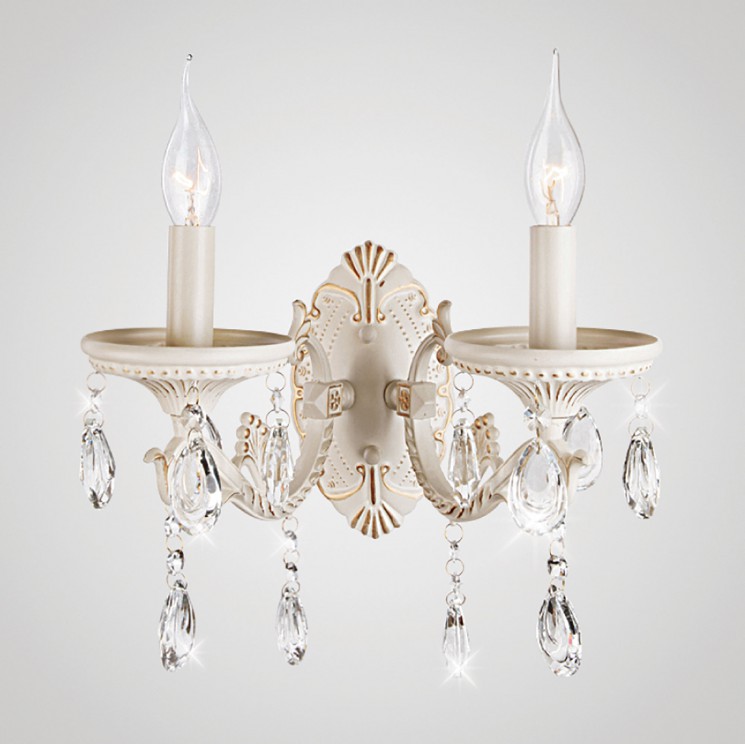 Светильник настенный Eurosvet Lia 3585/2 белый/прозрачный хрусталь Strotskis