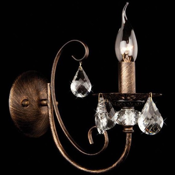 Бра Eurosvet 3305/1 черный с золотом/прозрачный хрусталь Strotskis