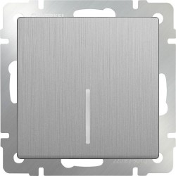 Выключатель одноклавишный с подсветкой Werkel W1110109 (WL09-SW-1G-LED серебряный рифленый)