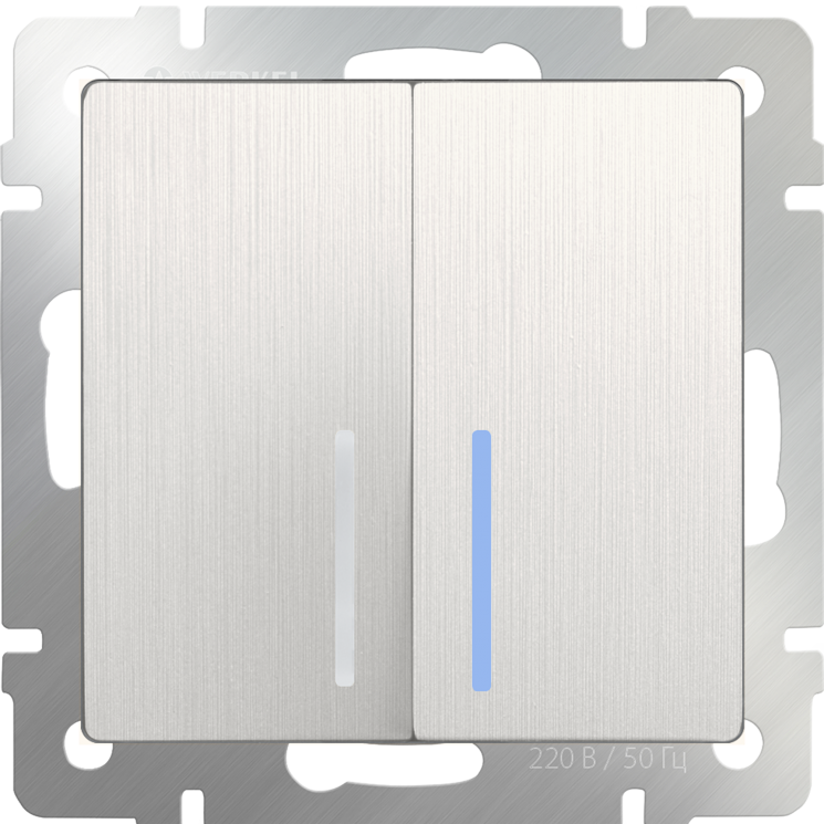 Выключатель двухклавишный с подсветкой перламутровый рифленый Werkel W1120113 (WL13-SW-2G-LED)