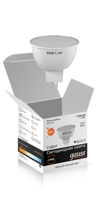 Лампа Gauss LED LD13516 5.5W GU5.3 2700K