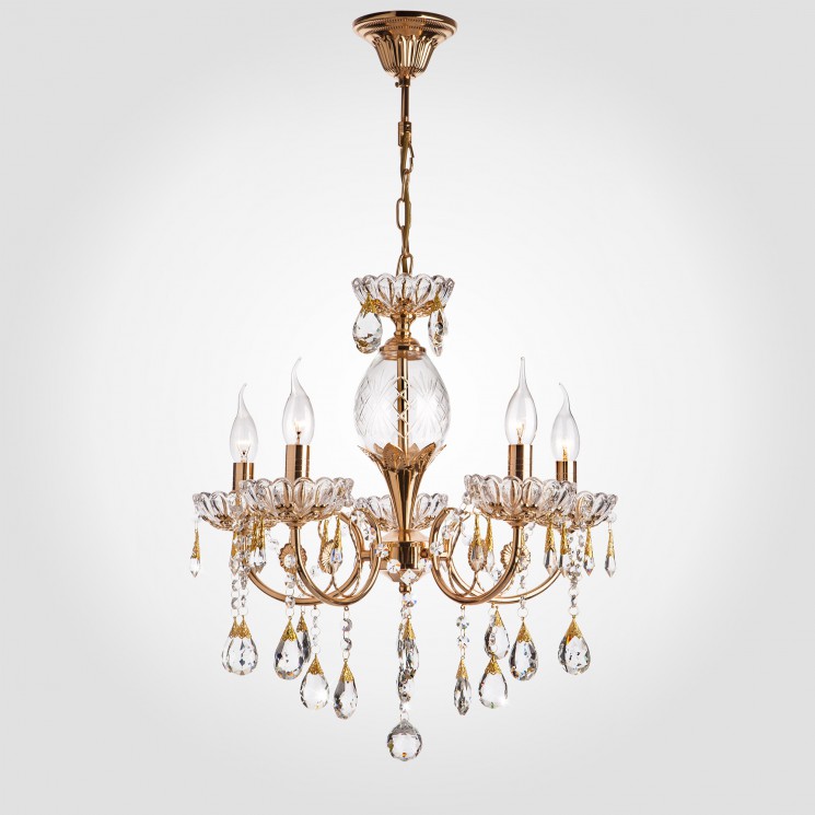 Подвесной светильник  Eurosvet  10045/5 золото/прозрачный хрусталь