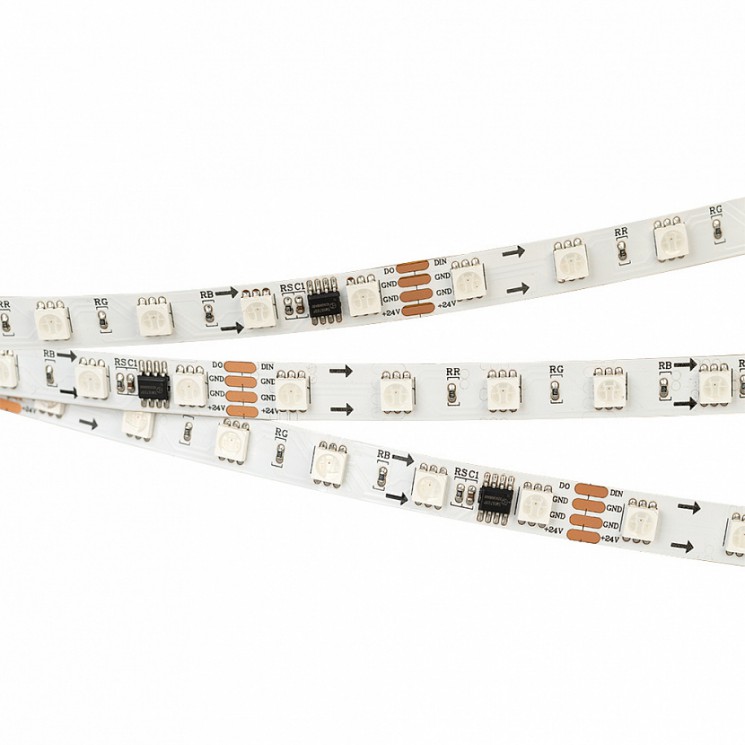 Светодиодная лента Arlight SPI-5000-5060-60 24V Cx6 RGB-Auto 10mm, 13.2W/m, IP20 Открытый, IP20 026765