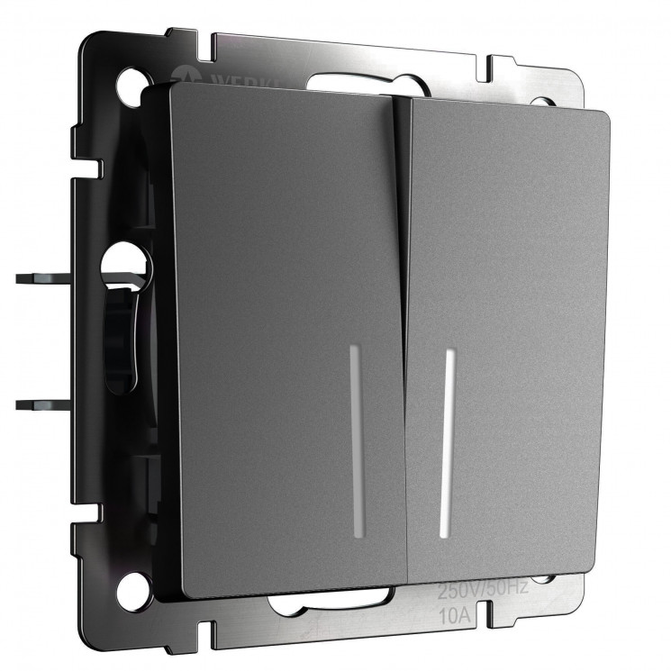 Выключатель двухклавишный с подсветкой (графит матовый) W1120164 Werkel