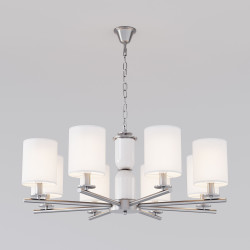 Подвесная люстра с тканевыми абажурами Eurosvet 60146/8 никель Caprera