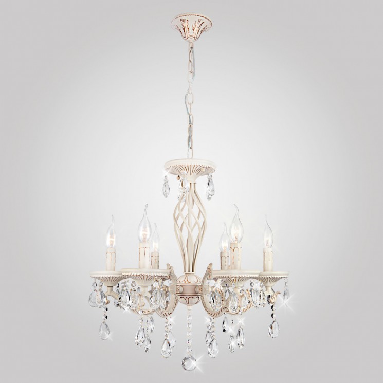 Подвесной светильник  Eurosvet Lia 3585/6 белый/прозрачный хрусталь Strotskis