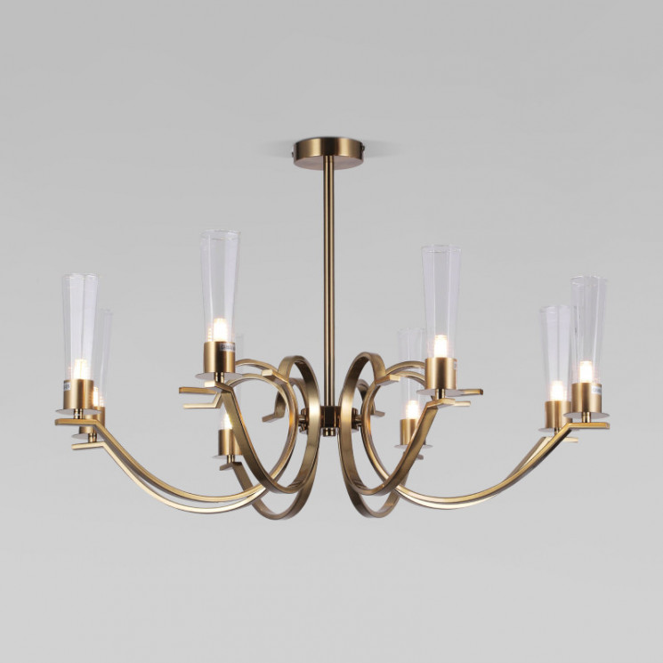 Потолочная люстра с гранеными плафонами Eurosvet 60141/8 латунь Rosher