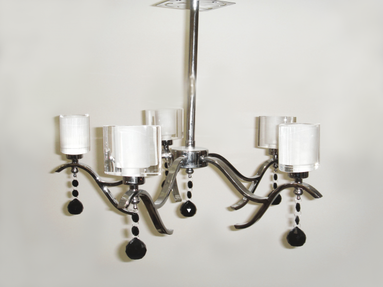 Люстра на штанге Astella 20022-5C 5хG9 Хром/стекло/черное стекло(Ск)