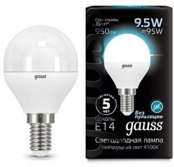 Лампа Gauss LED Globe E14 9.5W 4100K 105101210