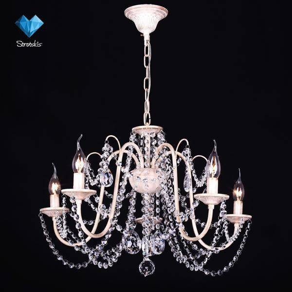 Люстра Eurosvet 10035/5 белый с золотом/прозрачный хрусталь