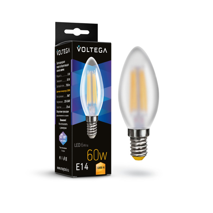 Светодиодная лампа Crystal Candle matt 6W 3000K E14 340° 7207 матовый