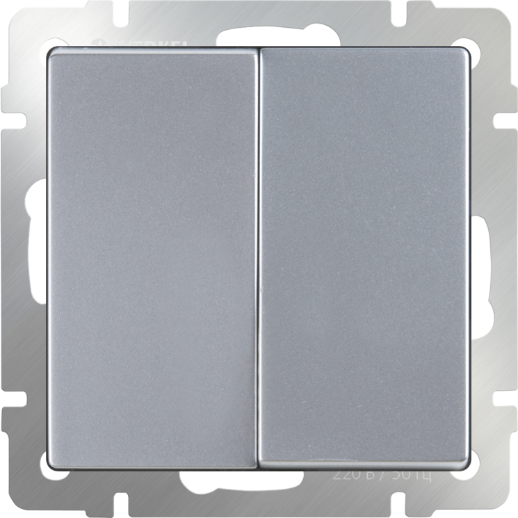 Выключатель двухклавишный проходной серебряный Werkel W1122006 (WL06-SW-2G-2W)