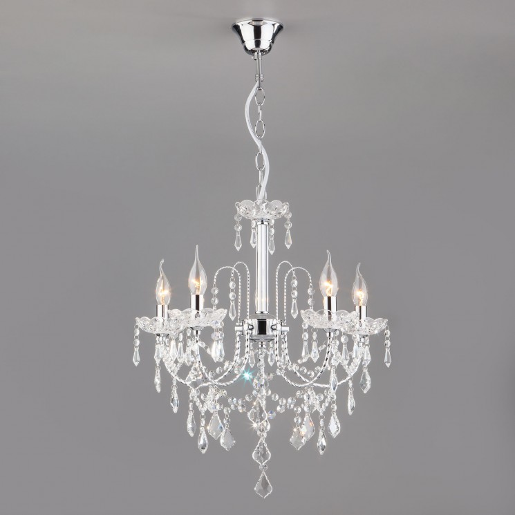 Подвесной светильник  Eurosvet  3908/5 хром/прозрачный хрусталь Strotskis