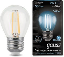 Лампа Gauss LED Filament Globe E27 7W 4100K 105802207