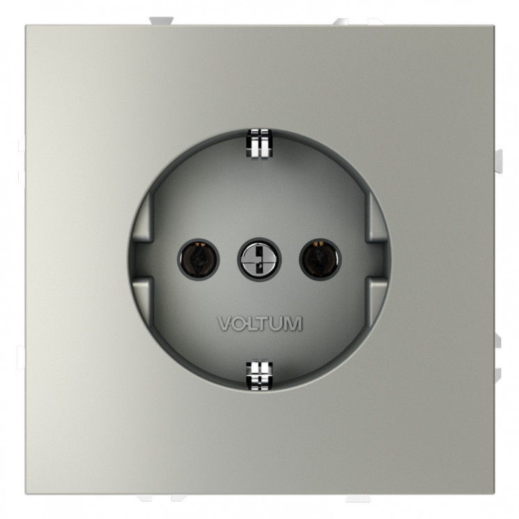 Розетка встраиваемая S70 с заземлением 16А VOLTUM VLS040105 сталь