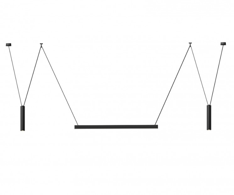 Kink Light 6421-2/6430K,19 Комплект ременной трековой системы Сатори черный  w300*7 h160 Led 2*15W+2*7W (4000K)
