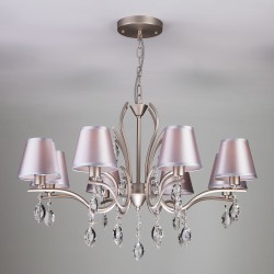 Подвесной светильник Eurosvet 10089/8 сатин-никель/прозрачный хрусталь Strotskis Aurelia