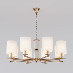 Подвесная люстра с тканевыми абажурами Eurosvet 60146/8 латунь Caprera