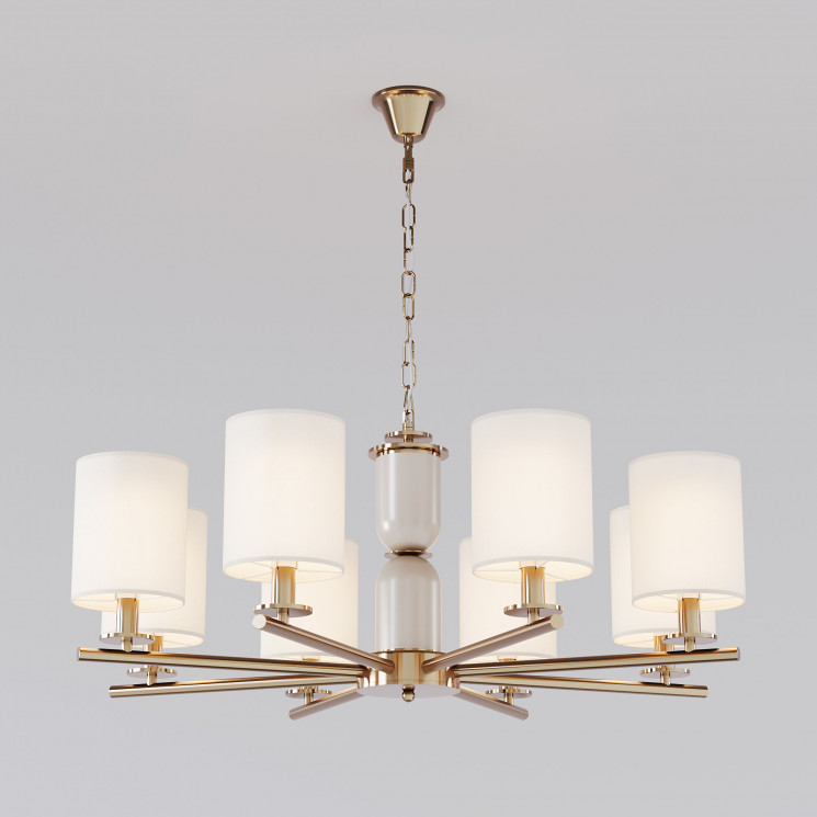 Подвесная люстра с тканевыми абажурами Eurosvet 60146/8 латунь Caprera