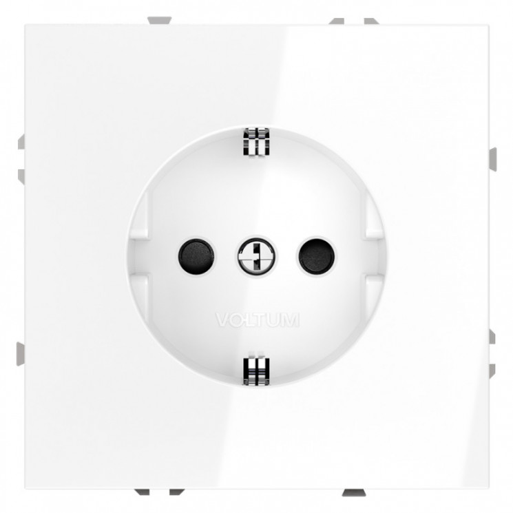 Розетка встраиваемая S70 с заземлением и защитными шторками, 16А VOLTUM VLS040201 белый глянец