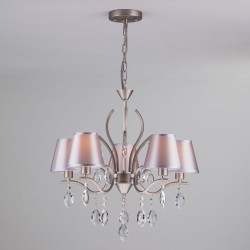 Подвесной светильник Eurosvet 10089/5 сатин-никель/прозрачный хрусталь Strotskis Aurelia