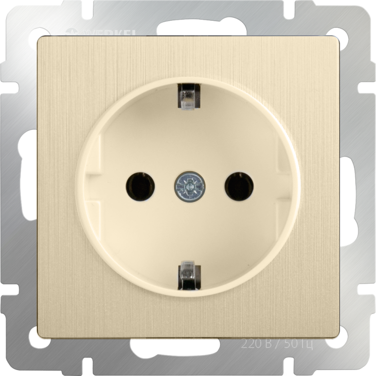 Розетка с заземлением и шторками шампань рифленый Werkel W1171110 (WL10-SKGS-01-IP44)