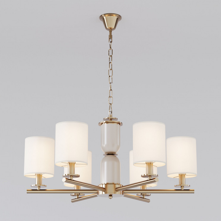 Подвесная люстра с тканевыми абажурами Eurosvet 60146/6 латунь Caprera