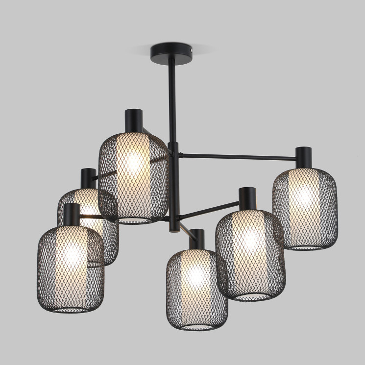 Люстра на штанге Eurosvet VOILE 30191/6 D78,5 см Н60 см 6хЕ14 черный