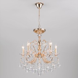 Подвесной светильник  Eurosvet Collana 10096/5 золото/прозрачный хрусталь Strotskis