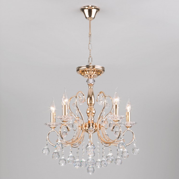 Подвесной светильник  Eurosvet Collana 10096/5 золото/прозрачный хрусталь Strotskis